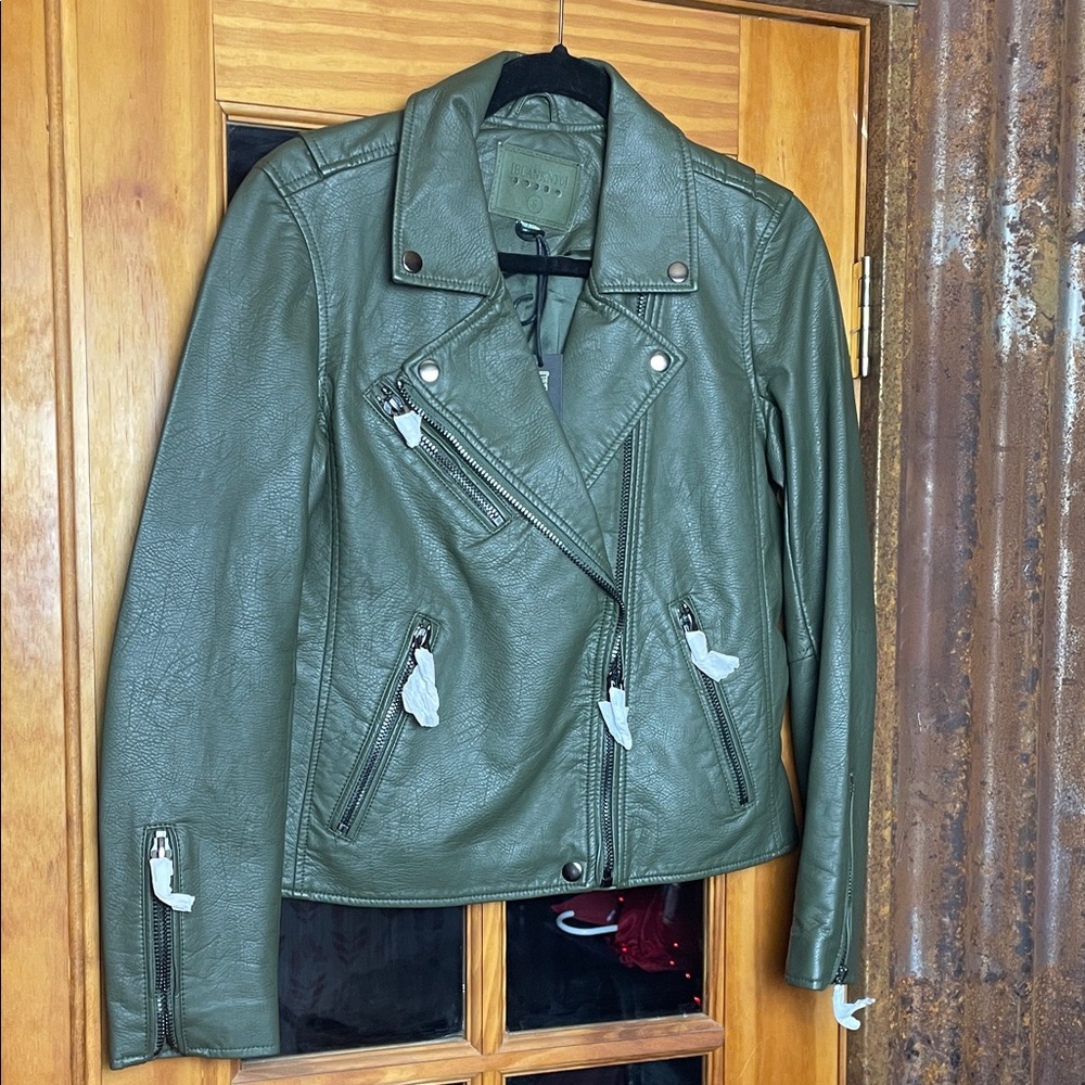 NEW Blank NYC Women's Olive VEGAN Leather Jacket, Size S